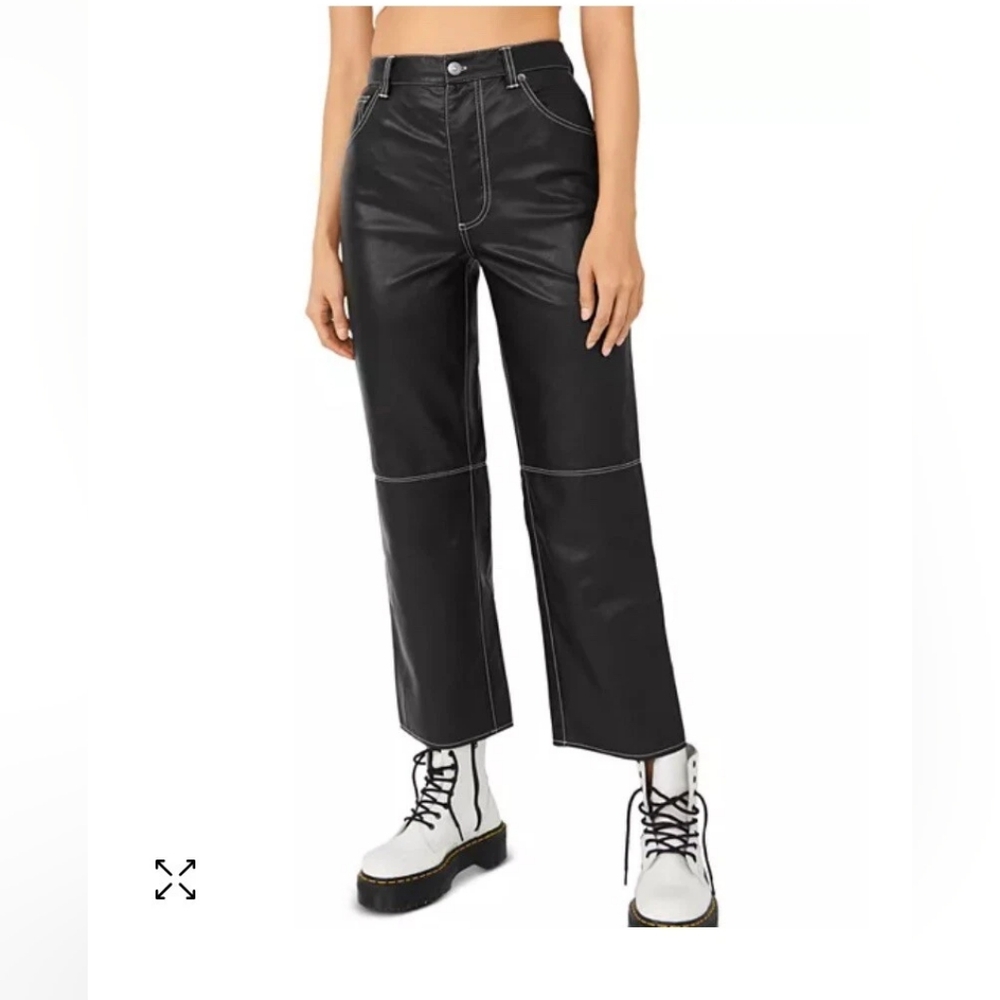 FREE PEOPLE WE THE FREE MYSTIC BLACK THE IT FACTOR VEGAN FAUX LEATHER PANTS 4